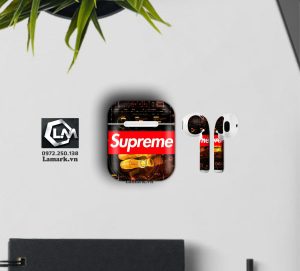 Dán skin airpods họa tiết Supreme i68
