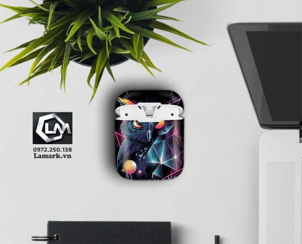 Dán skin airpods Cú mèo 3D i20