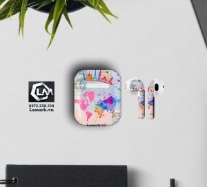 Dán skin airpods họa tiết bản đồ i86
