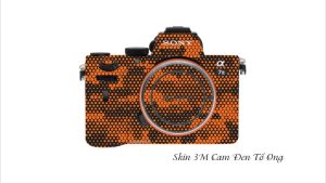 Skin Máy Ảnh 3M Vân Nổi Cam Đen Tổ Ong
