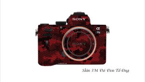 Skin Máy Ảnh 3M Vân Nổi Đỏ Đen Tổ Ong